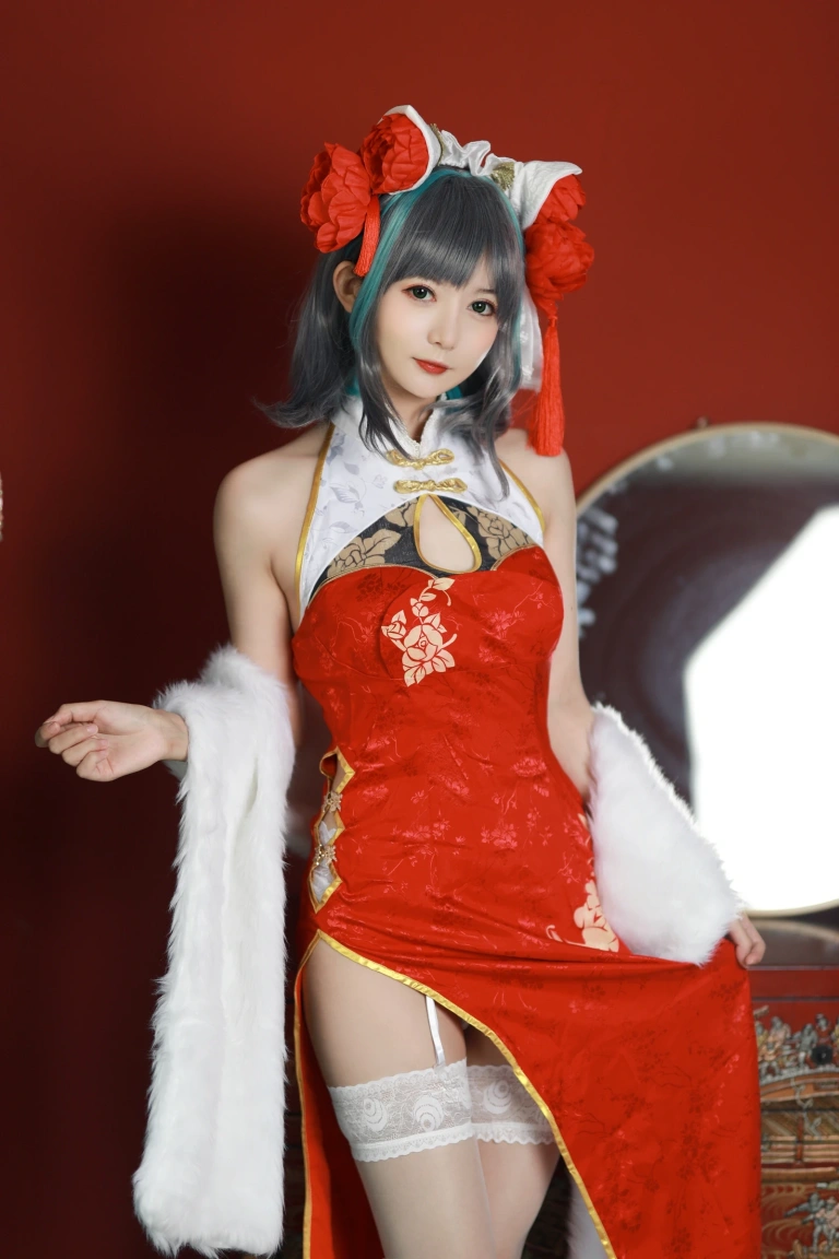 51酱《碧蓝航线 柴郡新春旗袍》主题写真：12张全套美图