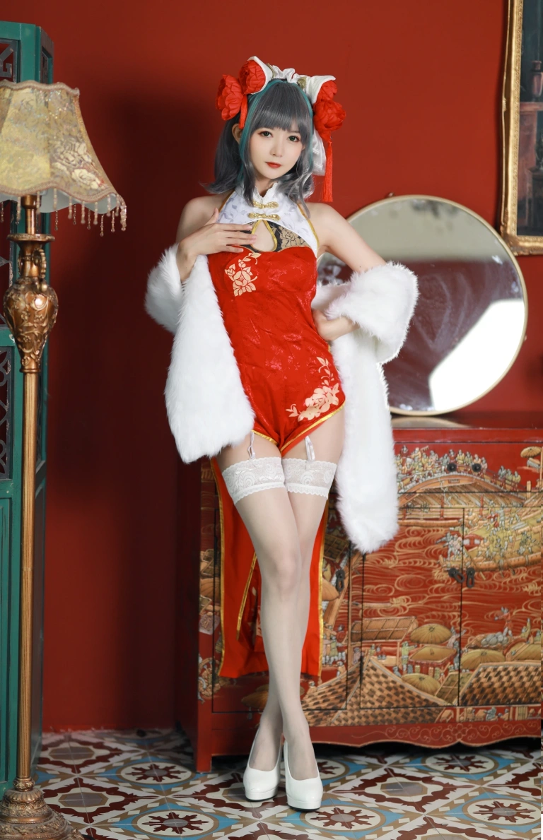 51酱《碧蓝航线 柴郡新春旗袍》主题写真：12张全套美图