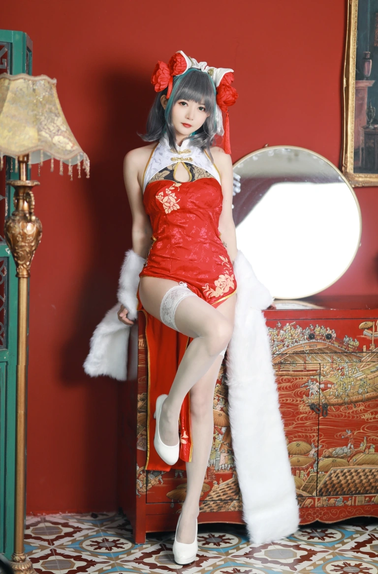 51酱《碧蓝航线 柴郡新春旗袍》主题写真：12张全套美图