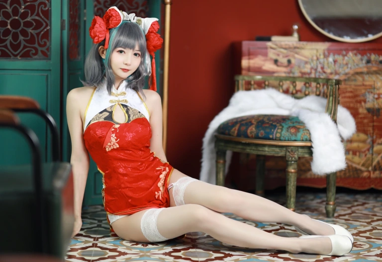 51酱《碧蓝航线 柴郡新春旗袍》主题写真：12张全套美图