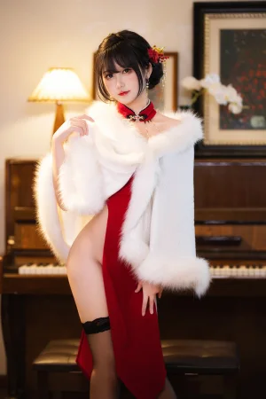 三度_69《红丝绒旗袍》主题写真：75张全套美图，含3个视频