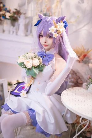 艾西Aiwest《刻晴花嫁》主题写真：40张全套美图