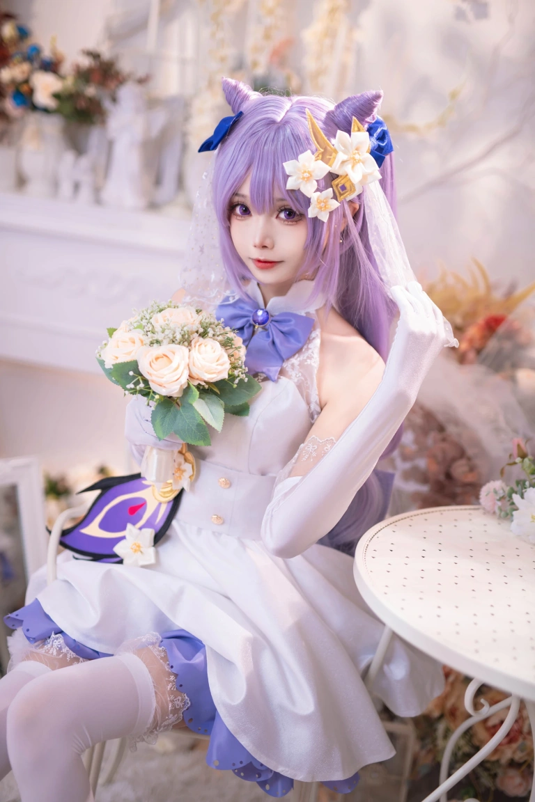 艾西Aiwest《刻晴花嫁》主题写真：40张全套美图