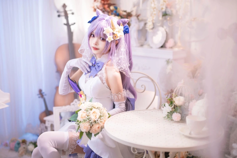 艾西Aiwest《刻晴花嫁》主题写真：40张全套美图