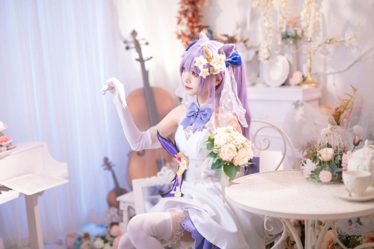 艾西Aiwest《刻晴花嫁》主题写真：40张全套美图