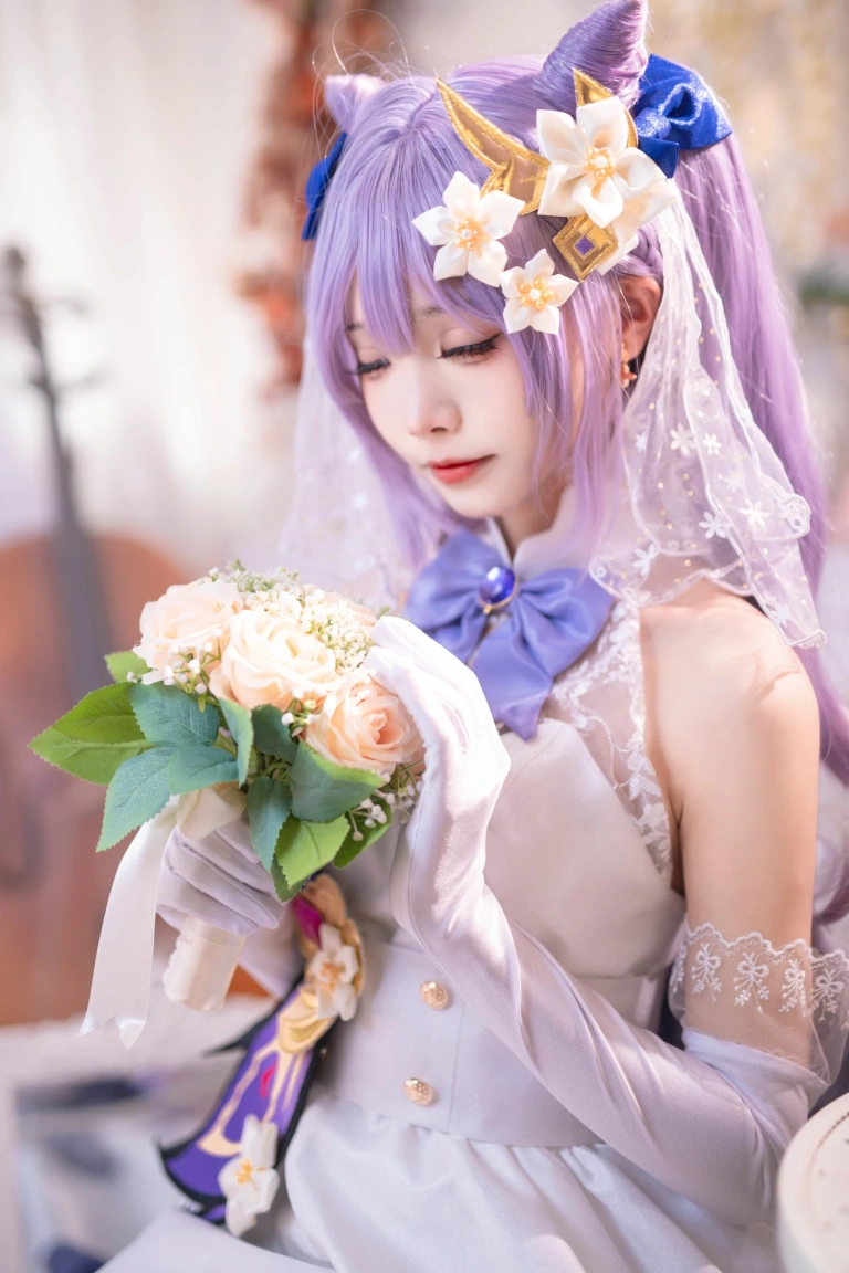 艾西Aiwest《刻晴花嫁》主题写真：40张全套美图