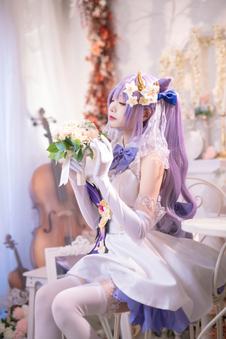 艾西Aiwest《刻晴花嫁》主题写真：40张全套美图