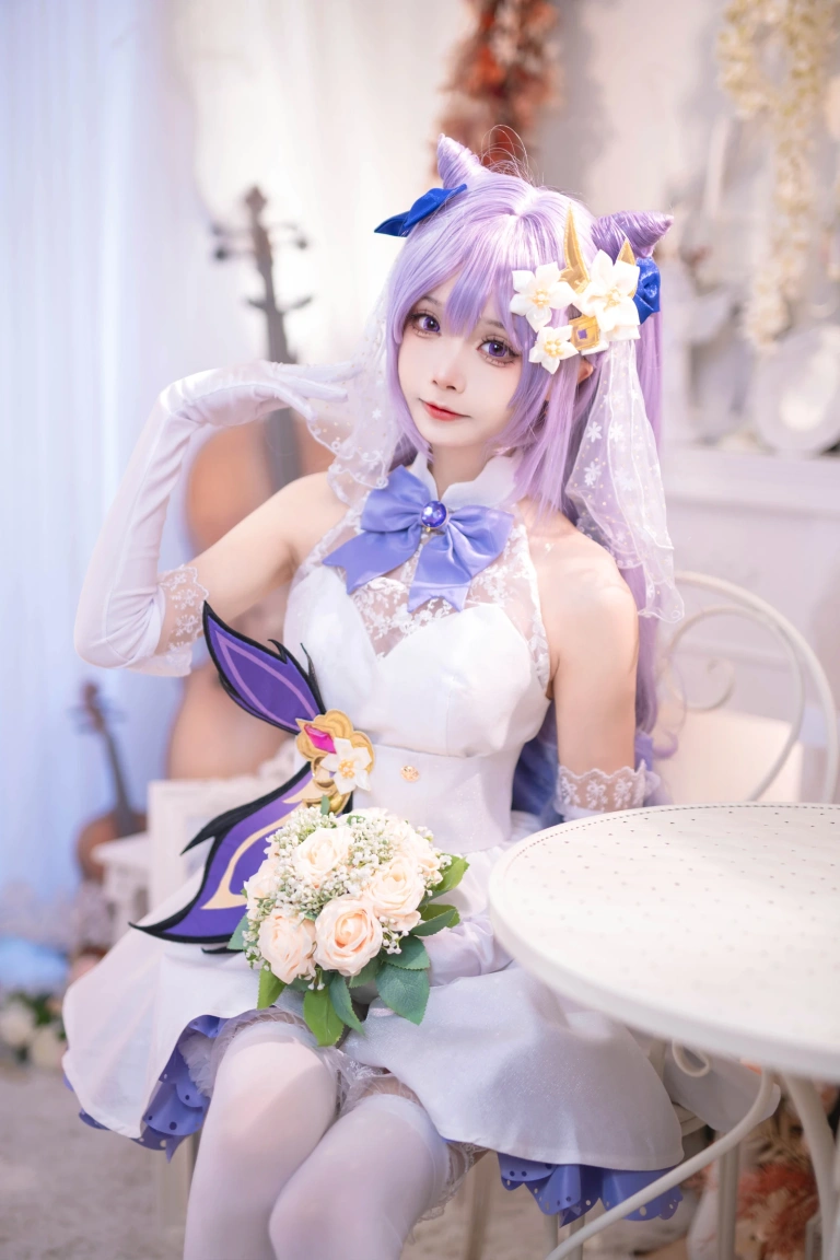 艾西Aiwest《刻晴花嫁》主题写真：40张全套美图