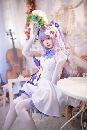 艾西Aiwest《刻晴花嫁》主题写真：40张全套美图
