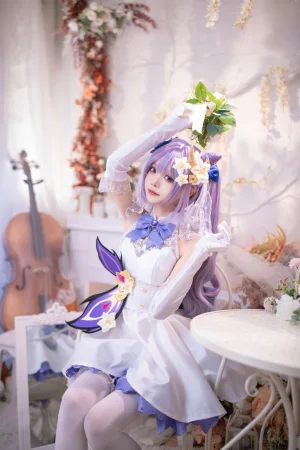 艾西Aiwest《刻晴花嫁》主题写真：40张全套美图