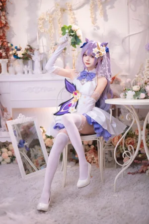 艾西Aiwest《刻晴花嫁》主题写真：40张全套美图