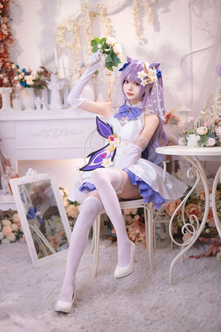 艾西Aiwest《刻晴花嫁》主题写真：40张全套美图