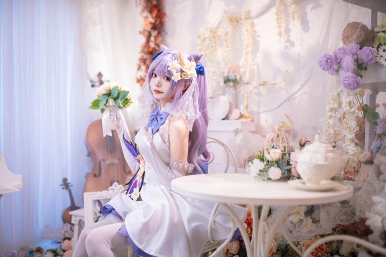 艾西Aiwest《刻晴花嫁》主题写真：40张全套美图