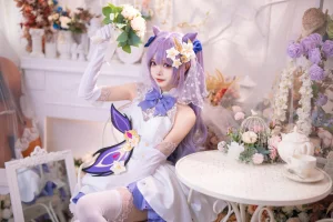 艾西Aiwest《刻晴花嫁》主题写真：40张全套美图
