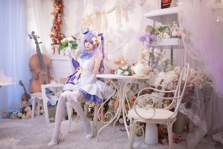 艾西Aiwest《刻晴花嫁》主题写真：40张全套美图