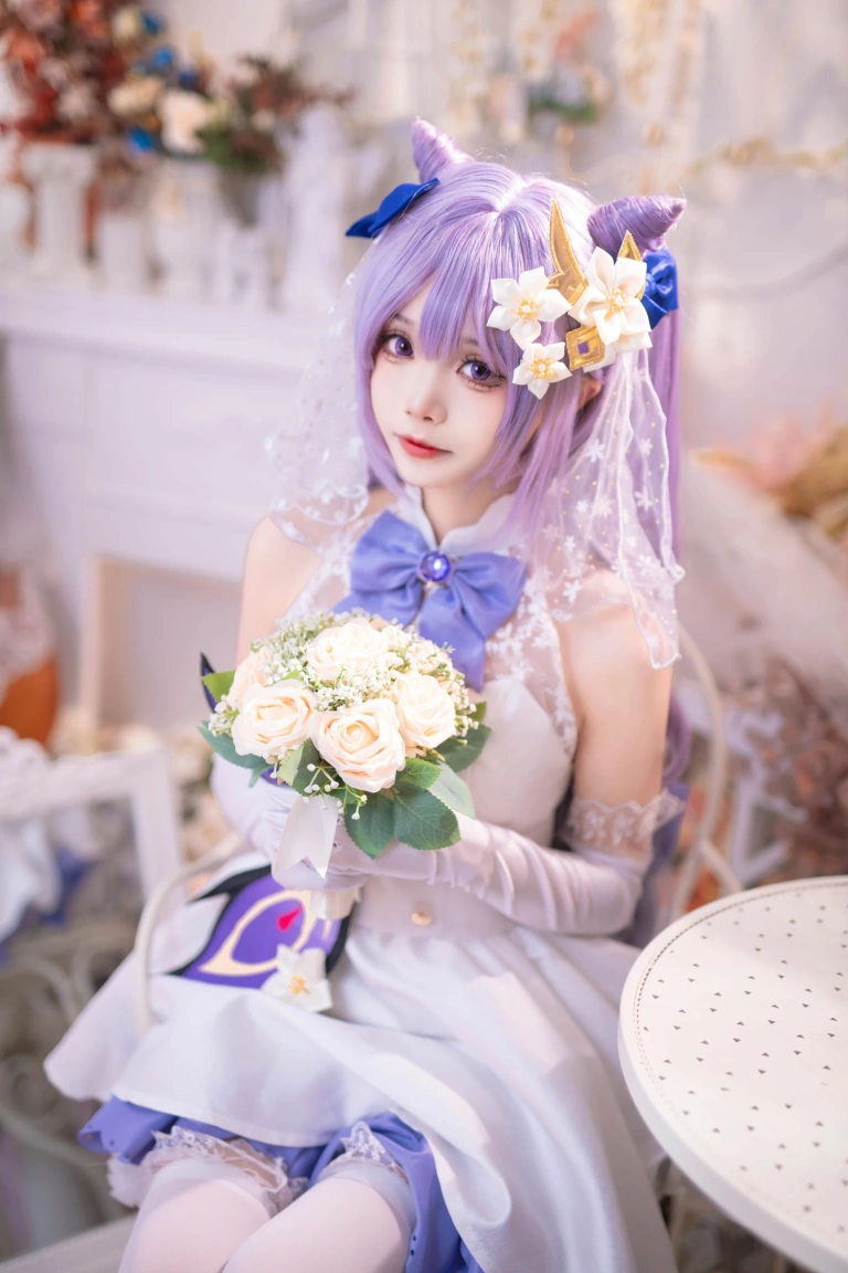 艾西Aiwest《刻晴花嫁》主题写真：40张全套美图