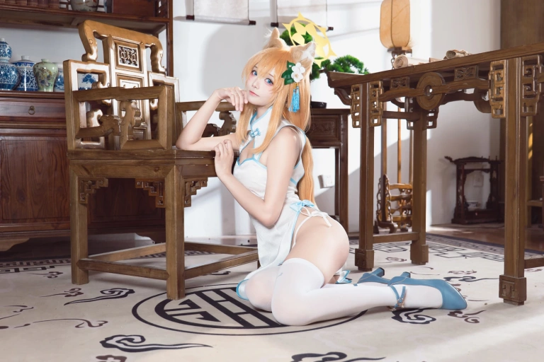 艾西Aiwest《蔚蓝档案 伊落玛丽 旗袍》主题写真：30张全套美图