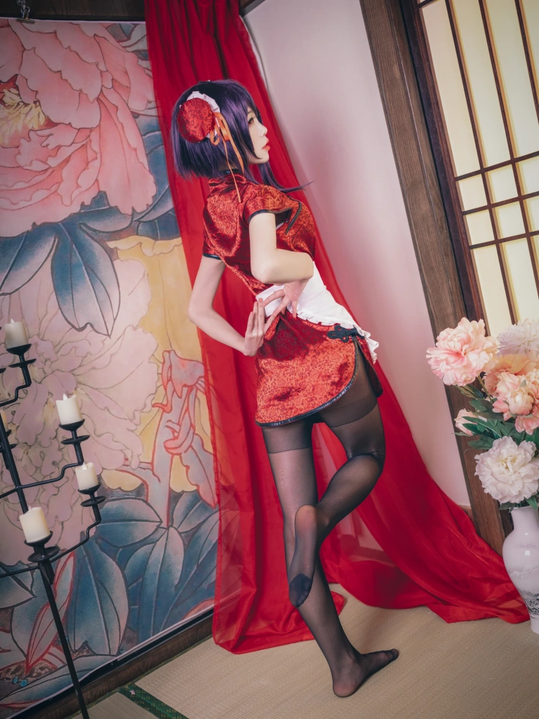 水淼Aqua《霞之丘诗羽 旗袍》主题写真：29张全套美图
