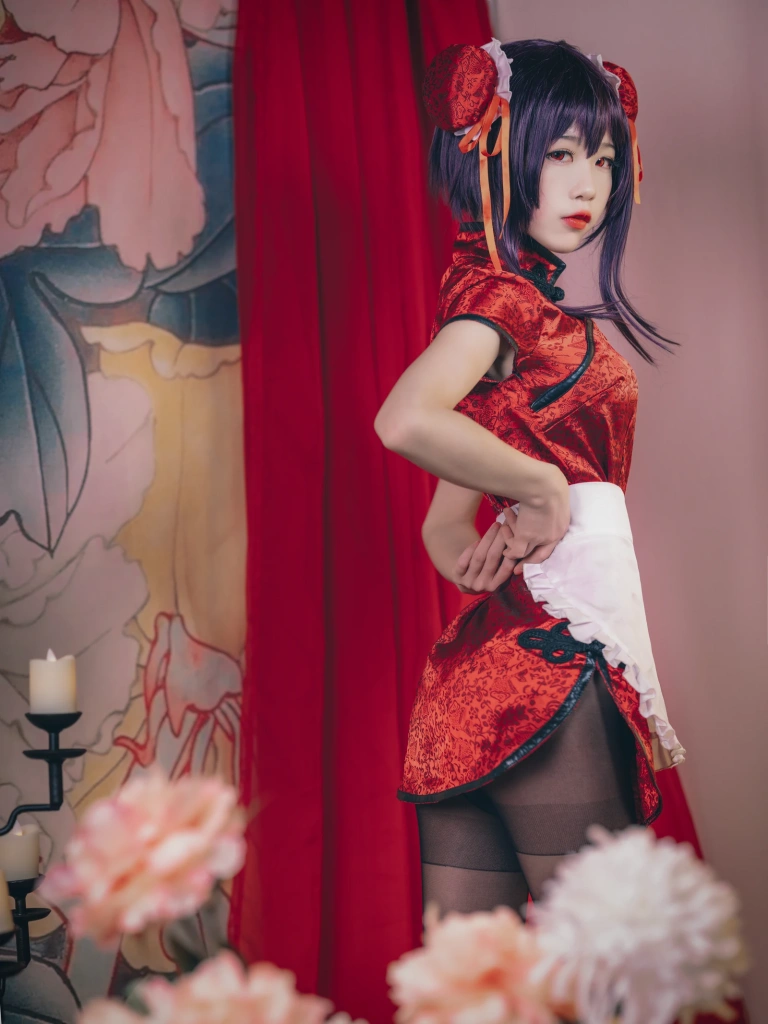 水淼Aqua《霞之丘诗羽 旗袍》主题写真：29张全套美图