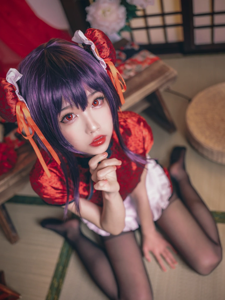 水淼Aqua《霞之丘诗羽 旗袍》主题写真：29张全套美图