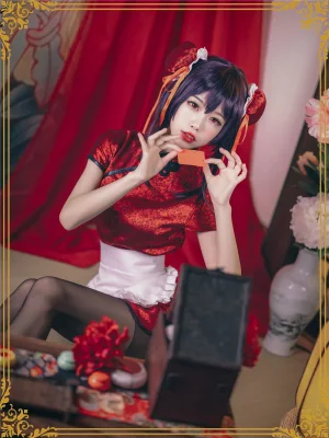 水淼Aqua《霞之丘诗羽 旗袍》主题写真：29张全套美图