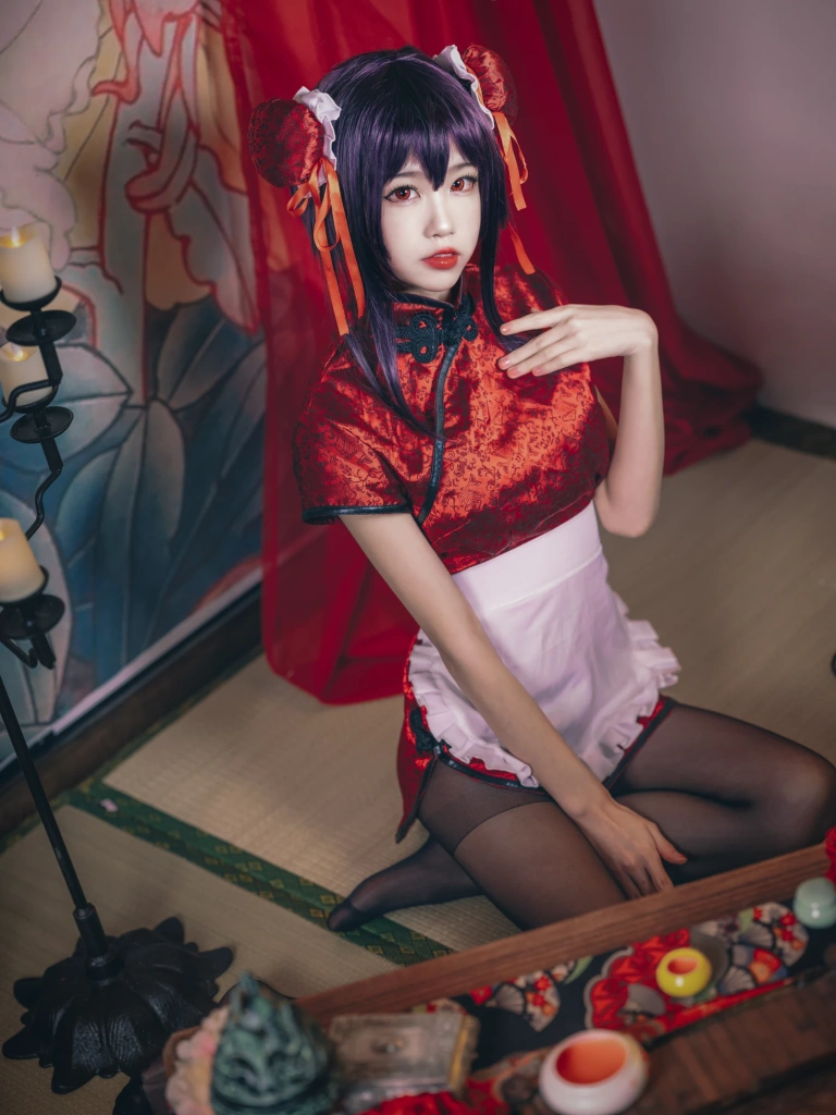 水淼Aqua《霞之丘诗羽 旗袍》主题写真：29张全套美图