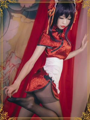 水淼Aqua《霞之丘诗羽 旗袍》主题写真：29张全套美图