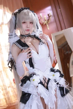水淼Aqua《碧蓝航线 可畏 婚纱》主题写真：45张全套美图