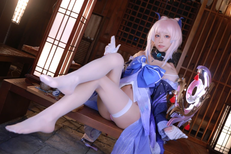 水淼Aqua《稻妻 珊瑚宫心海》主题写真：50张全套美图
