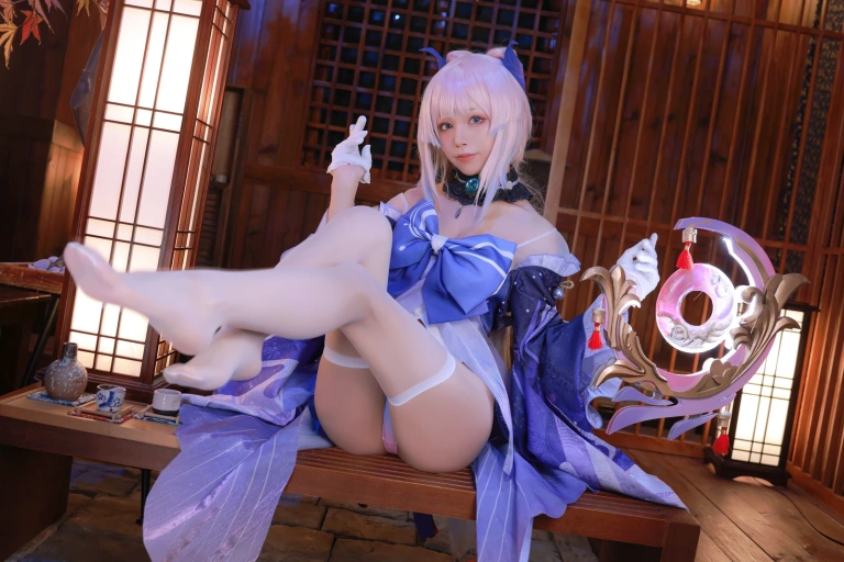 水淼Aqua《稻妻 珊瑚宫心海》主题写真：50张全套美图