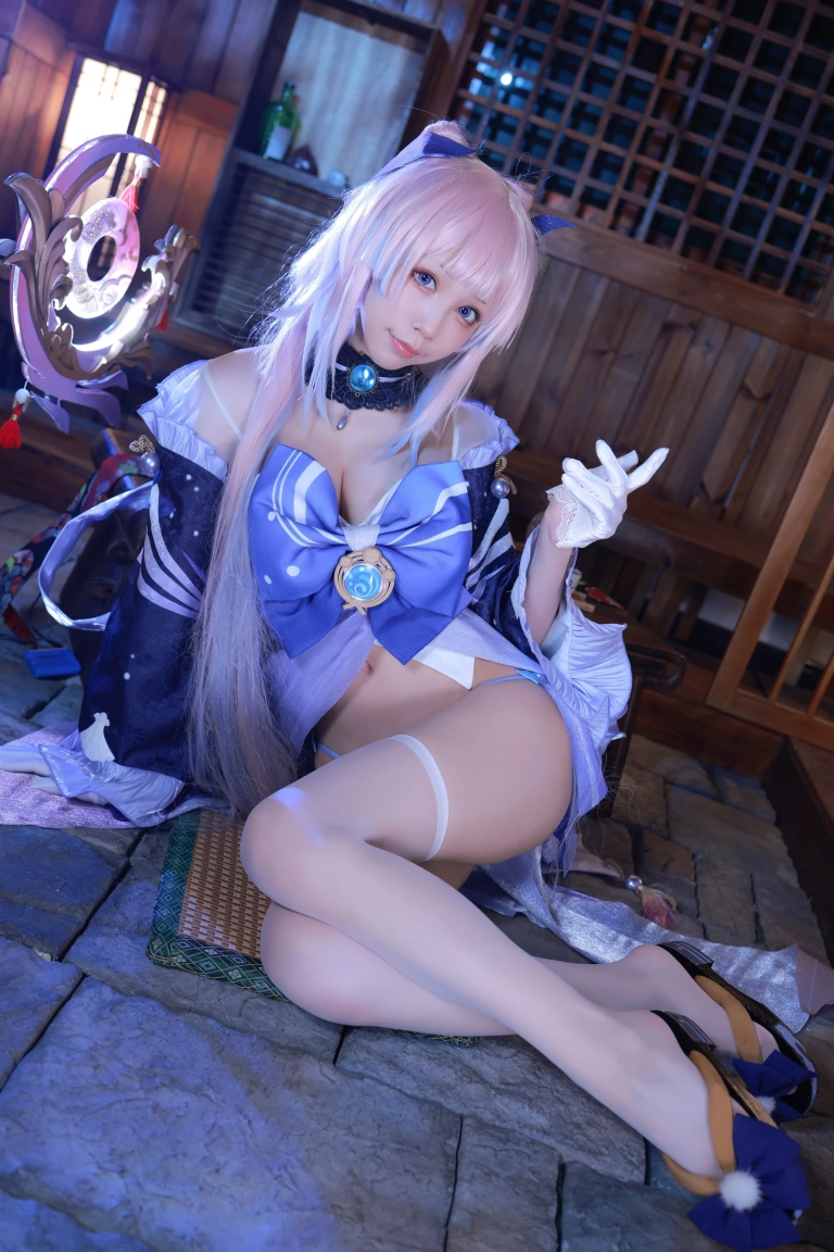 水淼Aqua《稻妻 珊瑚宫心海》主题写真：50张全套美图