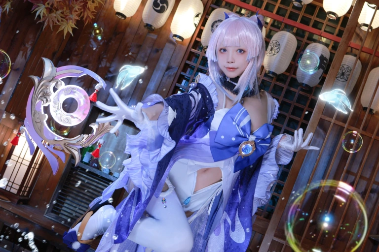 水淼Aqua《稻妻 珊瑚宫心海》主题写真：50张全套美图