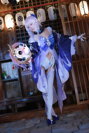 水淼Aqua《稻妻 珊瑚宫心海》主题写真：50张全套美图