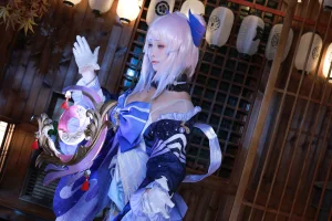 水淼Aqua《稻妻 珊瑚宫心海》主题写真：50张全套美图