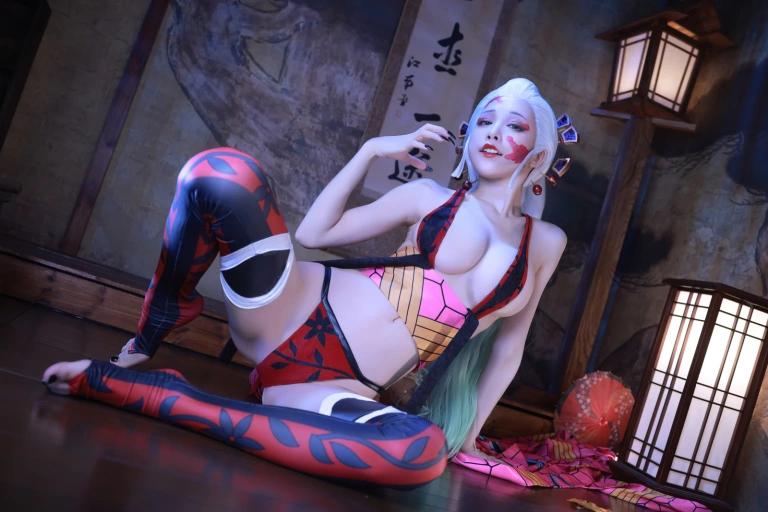水淼Aqua《鬼灭之刃 上弦陆堕姬》主题写真：83张全套美图