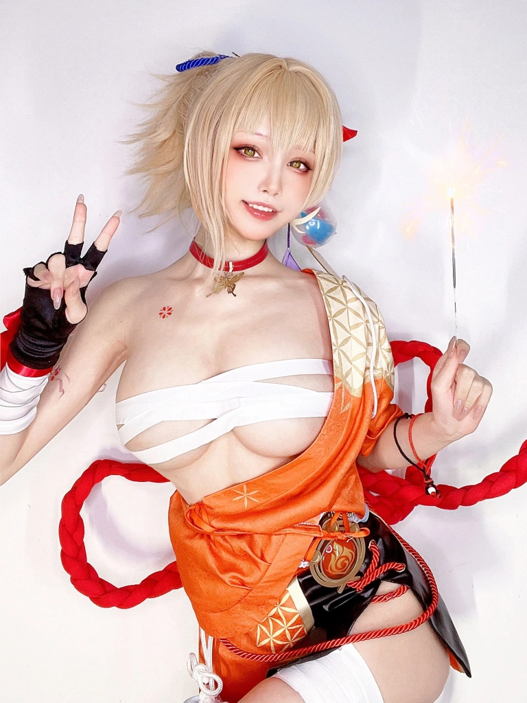水淼Aqua《稻妻 宵宫 自拍》主题写真：18张全套美图