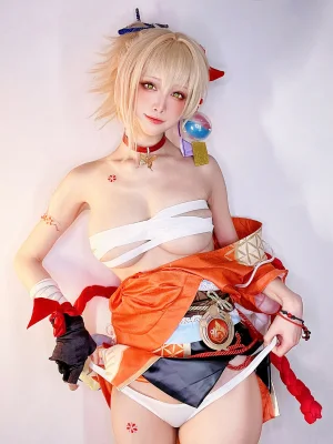水淼Aqua《稻妻 宵宫 自拍》主题写真：18张全套美图