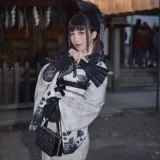 水淼Aqua《2025年03月 黑色蕾丝和服&内衣（个人造型）》主题写真：69张全套美图