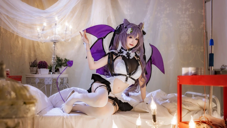 雪晴Astra《刻晴恶魔拘束睡衣》主题写真：20张全套美图，含4个视频