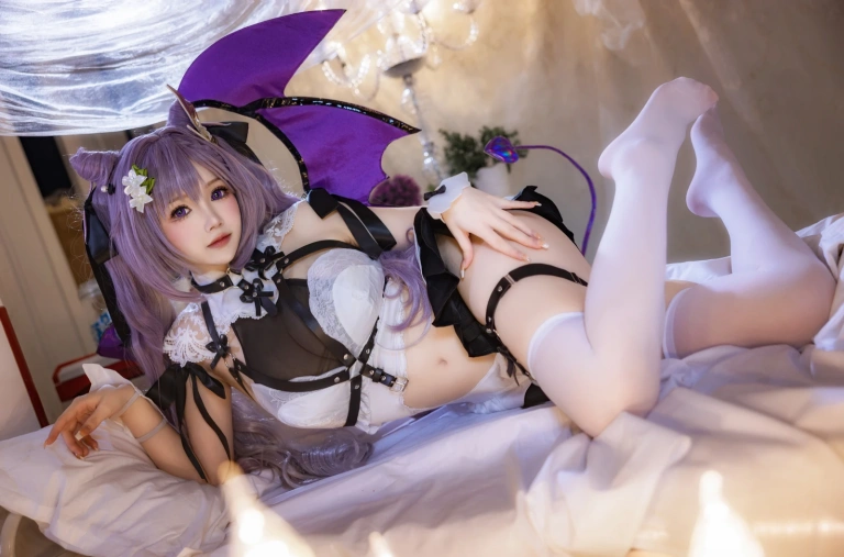 雪晴Astra《刻晴恶魔拘束睡衣》主题写真：20张全套美图，含4个视频