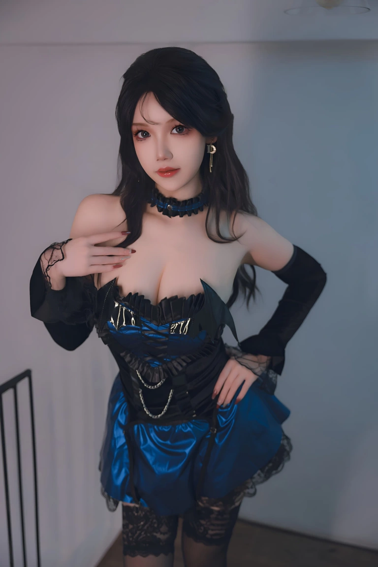 雪晴Astra《蓝色蕾丝短裙》主题写真：53张全套美图，含1个视频