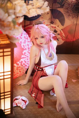 雪晴Astra《原神 八重神子》主题写真：60张全套美图，含2个视频