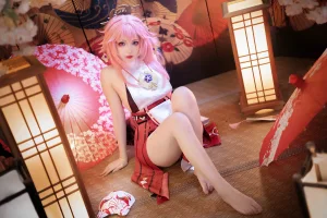 雪晴Astra《原神 八重神子》主题写真：60张全套美图，含2个视频