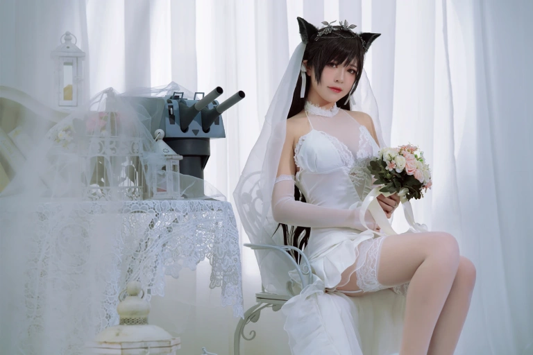 半半子 BANBANKO《愛宕花嫁.白花の誓い》主题写真：29张全套美图，含1个视频