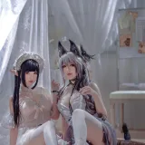 半半子 BANBANKO《Arknights 黑x森蚺バレエ（&面饼仙儿）》主题写真：56张全套美图