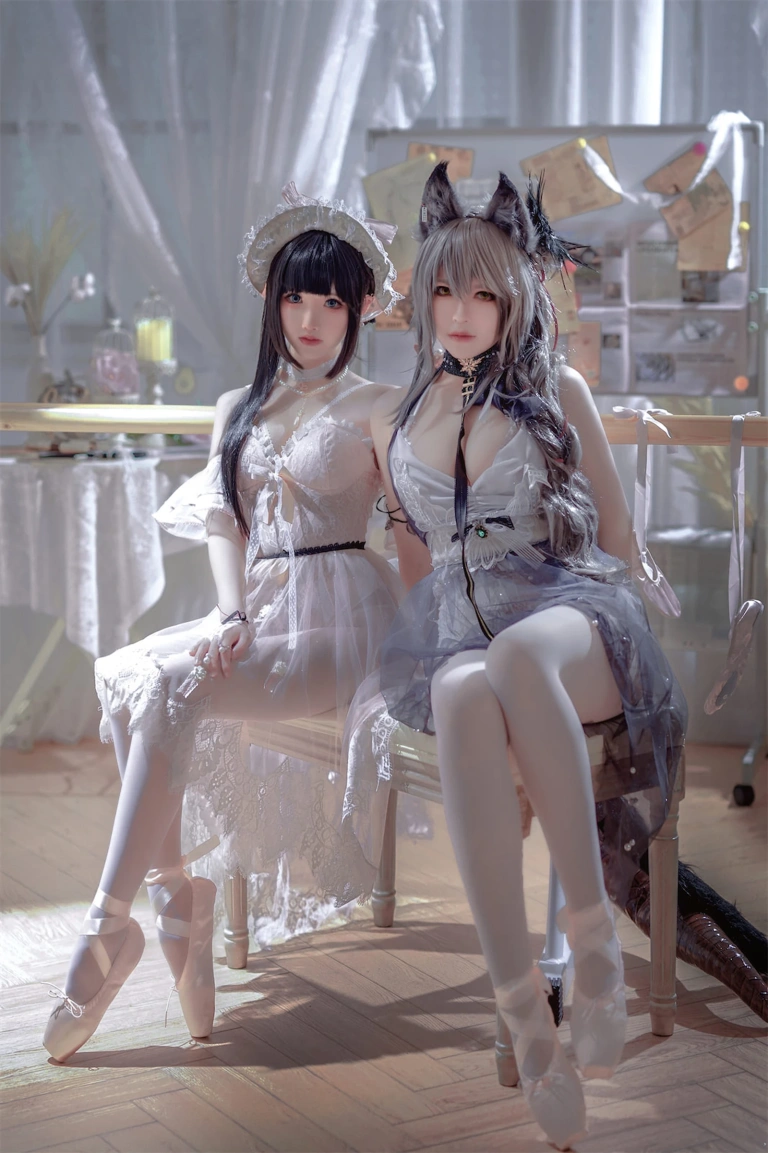 半半子 BANBANKO《Arknights 黑x森蚺バレエ（&面饼仙儿）》主题写真：56张全套美图