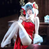 半半子 BANBANKO《柴郡中华娘旗袍》主题写真：45张全套美图，含2个视频