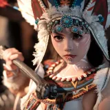 Bangni邦尼《部落之魂 印第安紫舞龙》主题写真：129张全套美图，含9个视频