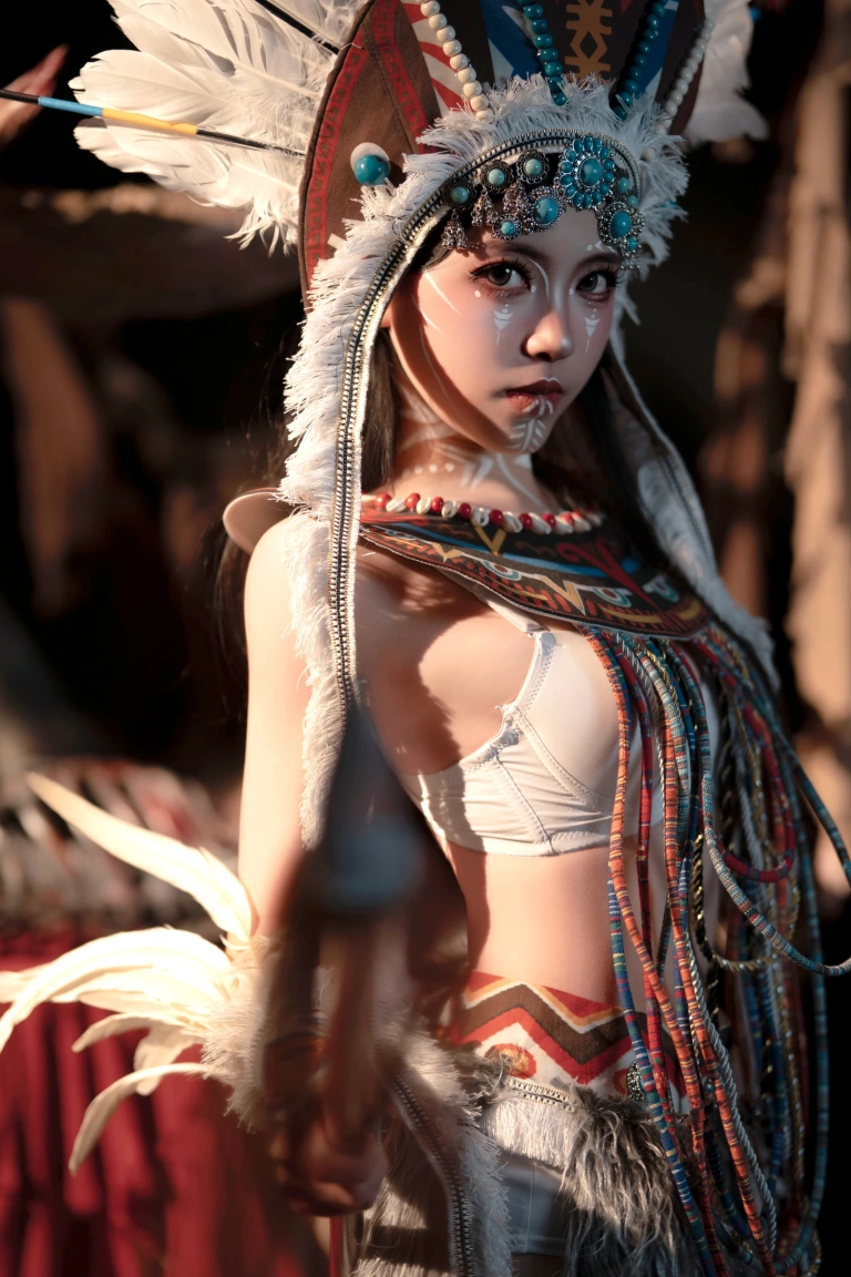 Bangni邦尼《部落之魂 印第安紫舞龙》主题写真：129张全套美图，含9个视频