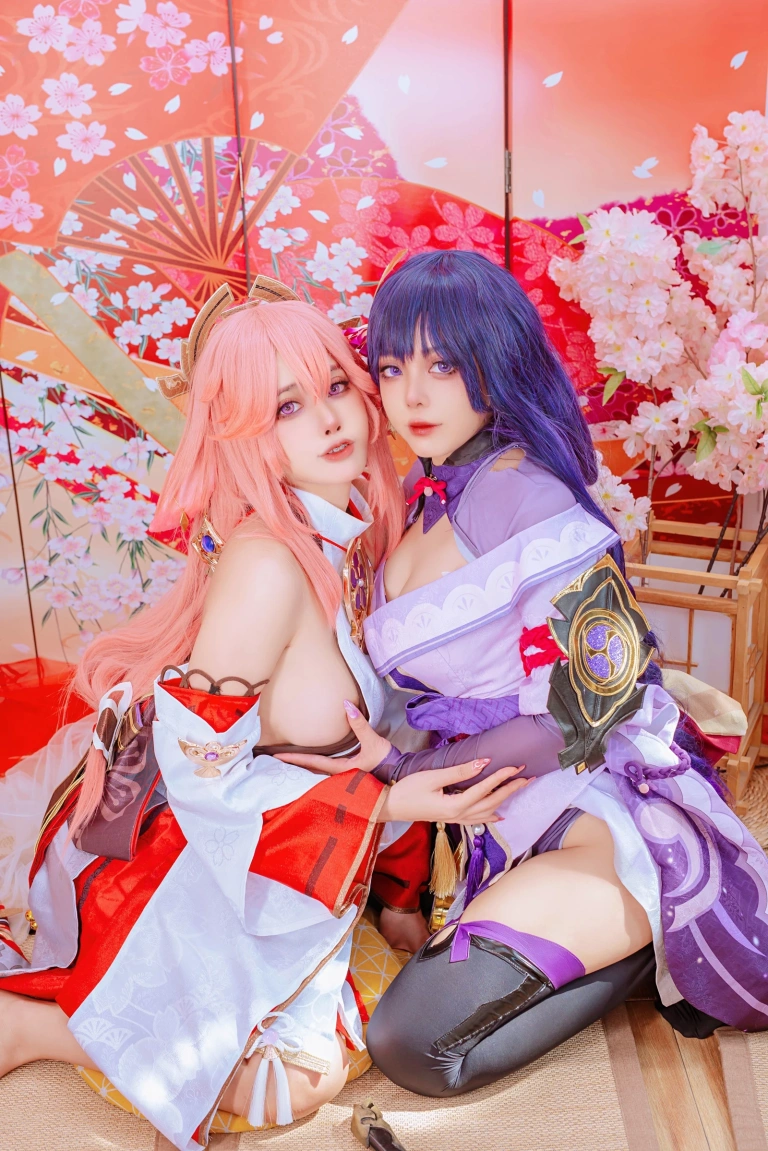 Byoru《Yae Miko x Raiden Shogun》主题写真：95张全套美图
